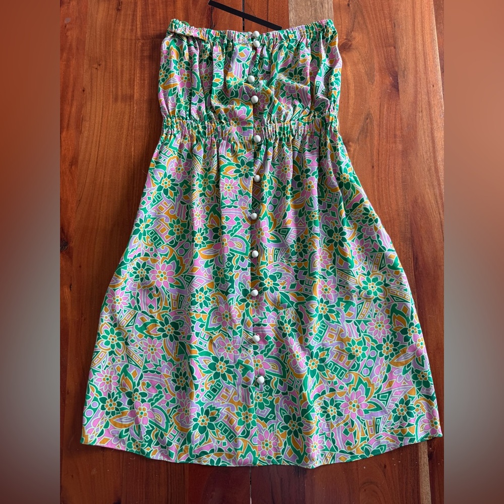 Miguelina Floral Dress in Green, Pink & Yellow